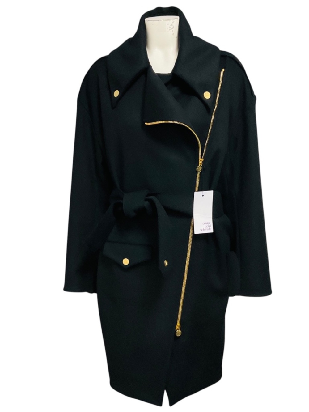 PRUNE GOLDSCHMIDT BLACK BONNIE OVERSIZE PERFECTO COAT
